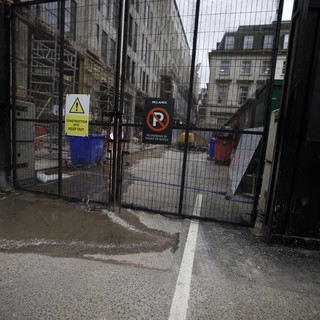 Construction Site Entrance with No Parking Gates