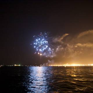 Spectacular Fireworks Display Over the Ocean