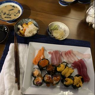 Savoring Delicious Sushi on a Table Setting