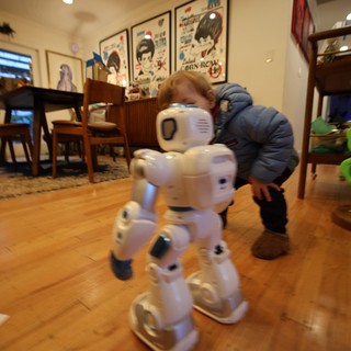 Child and Robot Play Together at Home
