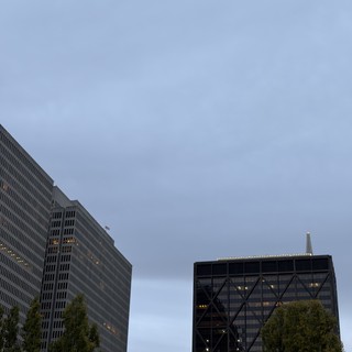 Modern Office Towers at Dusk in Urban Downtown
