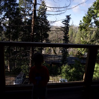 mountain lodge or cabin deck