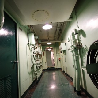 USS Hornet Interior Corridor with Naval Equipment
