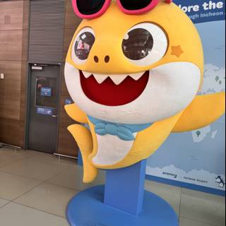 Sunglass-Donned Shark Mascot at Incheon Airport