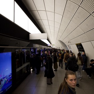 Crowded London Underground Platform During Rush Hour