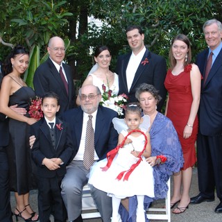 Family Wedding Portrait in Lush Garden Setting