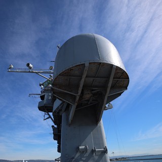 Naval Radar Dome Against Blue Sky on USS Hornet