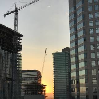 City Sunset with Construction Crane