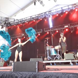 Blue Feathered Dancers on Stage