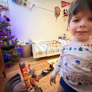 Child's Christmas Morning in Festive Holiday Pajamas