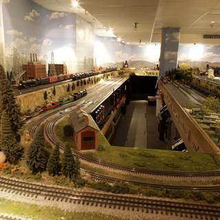 Model Train Chugs Through Terminal Station Tunnel