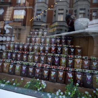 Artisan Condiment Display in London Shop Window