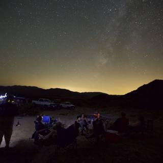Nighttime Campfire under the Starry Sky