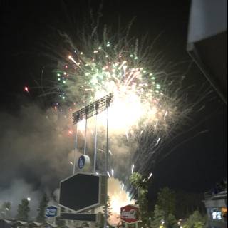 Fireworks Light Up the Baseball Stadium Sky