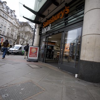 Sainsbury's Local Store Entrance on Urban London Street