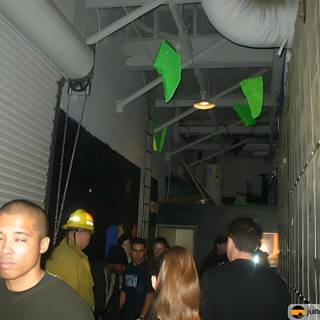Green Kites in an Urban Hallway