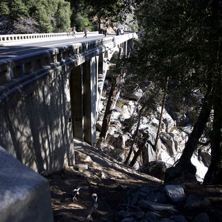 Historic Curved Bridge Spanning Rocky Gorge in Yosemite