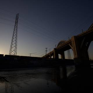 Sunset Over the LA River Bridge