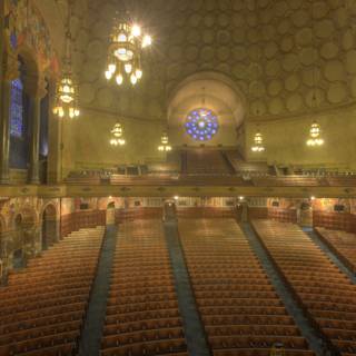 Majestic Auditorium with Stained Glass and Chandeliers