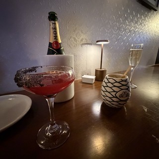 Elegant Evening Cocktails and Champagne Setup