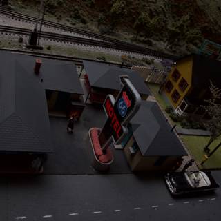 Model Town with Gas Station and Cars