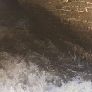 Rushing Waters Under a Brick Wall
