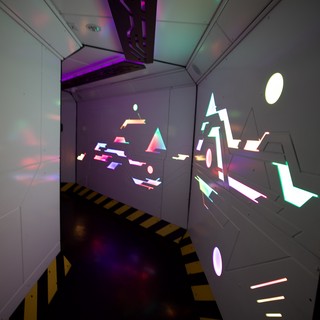 Immersive Digital Art Installation with Geometric Light Projections