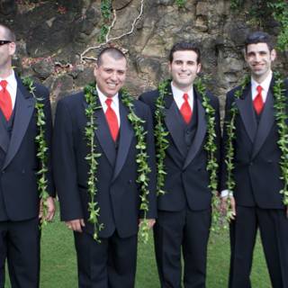 Four Suited Men in Hawaii