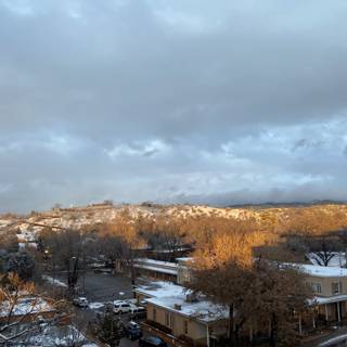 Snowy Cityscape of Santa Fe from Above