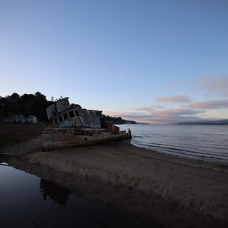 Abandoned Shipwreck at Twilight on Drakes Beach