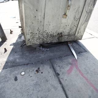 Rusty Metal Box on the Sidewalk