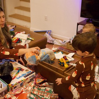 Christmas Morning Gift Opening with Family