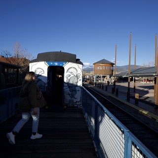 Pedestrian Bridge at Santa Fe Railway Station Sunset