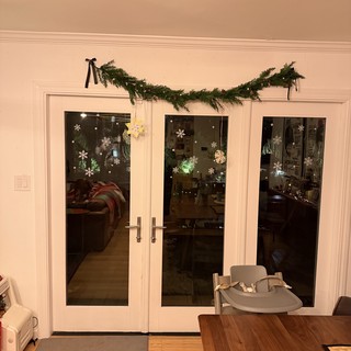 Festive Holiday French Doors with Winter Garland Decoration