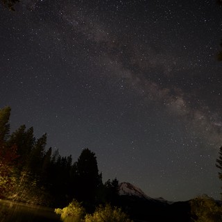 Milky Way Arches Over Mount Lassen's Volcanic Peak