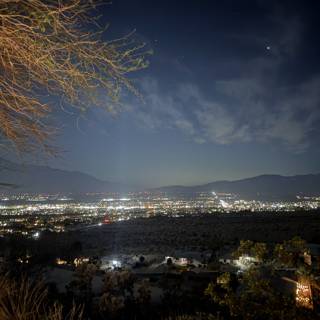 Starlit Metropolis: Desert Hot Springs at Night
