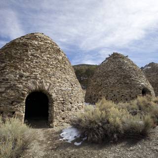 Three Stone Buildings in the Desert