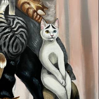 Feline Stack: A Modern Art Painting of Two Cats