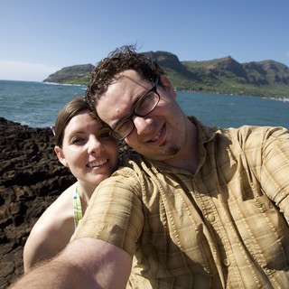Couple Selfie on Hawaii Volcanic Coastline