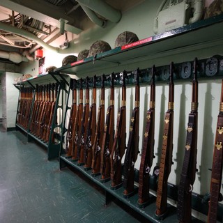 Historic Rifle Rack Aboard USS Hornet Aircraft Carrier