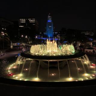 Illuminated Fountain at Night