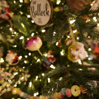 Personalized Bullock Family Christmas Tree with Ornaments and Lights