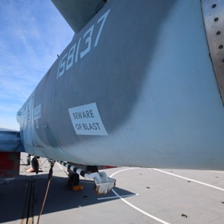 Beware of Blast Warning on Military Aircraft Fuselage