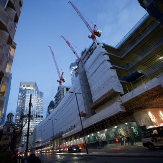 Urban Construction Site at Twilight in London