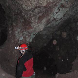 Helmeted Man in a Limestone Cave