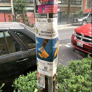 Car Advertisement Flyers on Urban Pole