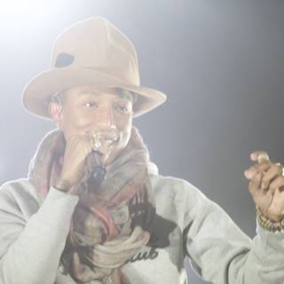 Pharrell Williams sporting a cowboy hat at the Grammys