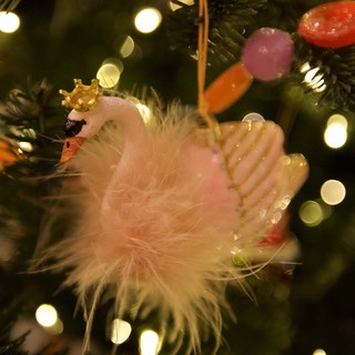Fluffy White Swan Christmas Tree Ornament