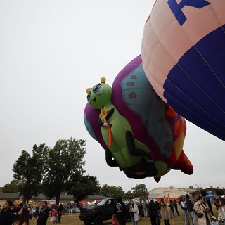 Whimsical Caterpillar Balloon Towers Over Festival Crowd