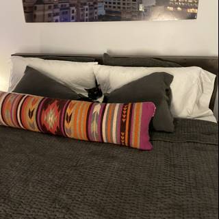 Colorful Pillow on a Cozy Bed